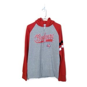 NCAA Wisconsin Badgers Graphic Print Full-Zip Hooded Sweatshirt Sz XL